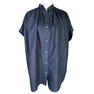 Wilfred Aritzia Top Size XS Oversized‎ Black Blouse Cap Sleeves Pleats Casual